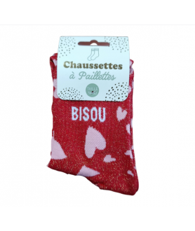 Chaussettes paillettes bisous